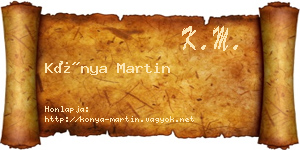 Kónya Martin névjegykártya